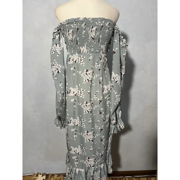 Pretty Little Thing Off the Shoulder Dress Summer Frills Maxi Size US 6 Womens - Picture 7 of 10